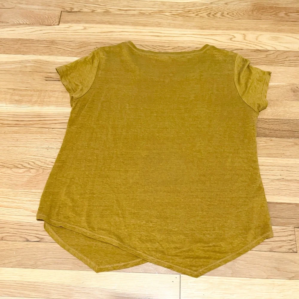 Eileen Fisher Organic Linen Jersey Asymmetric Hem Linen T-Shirt - Picture 9 of 10